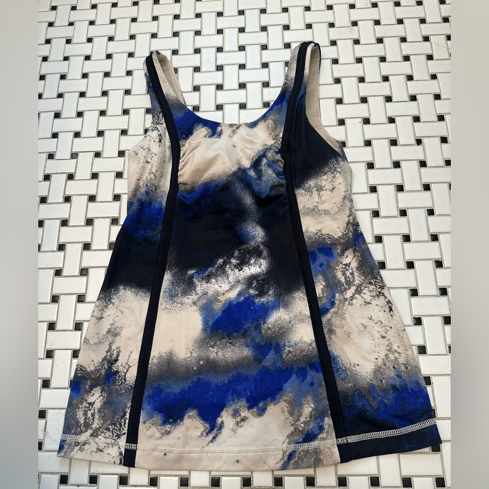 lululemon athletica Blue Black Cream Marble Tank Top